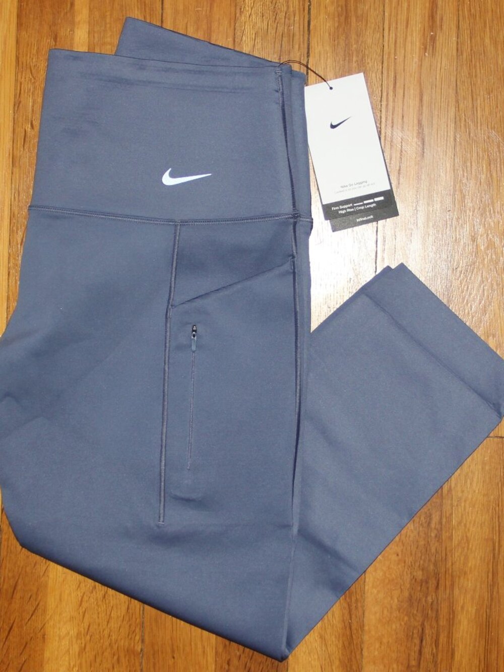Nike Go High-Waisted Cropped Running Leggings Womens S Blue